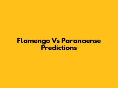 Flamengo Vs Paranaense Predictions