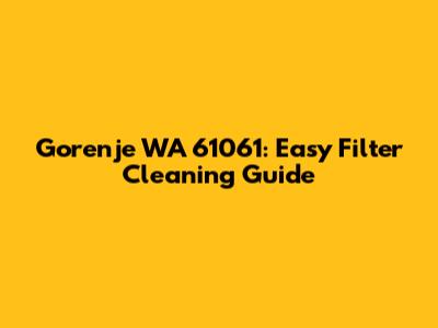 Gorenje WA 61061: Easy Filter Cleaning Guide