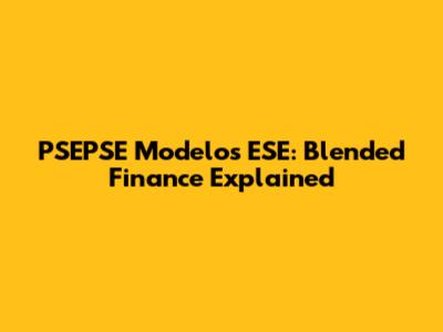 PSEPSE Modelos ESE: Blended Finance Explained